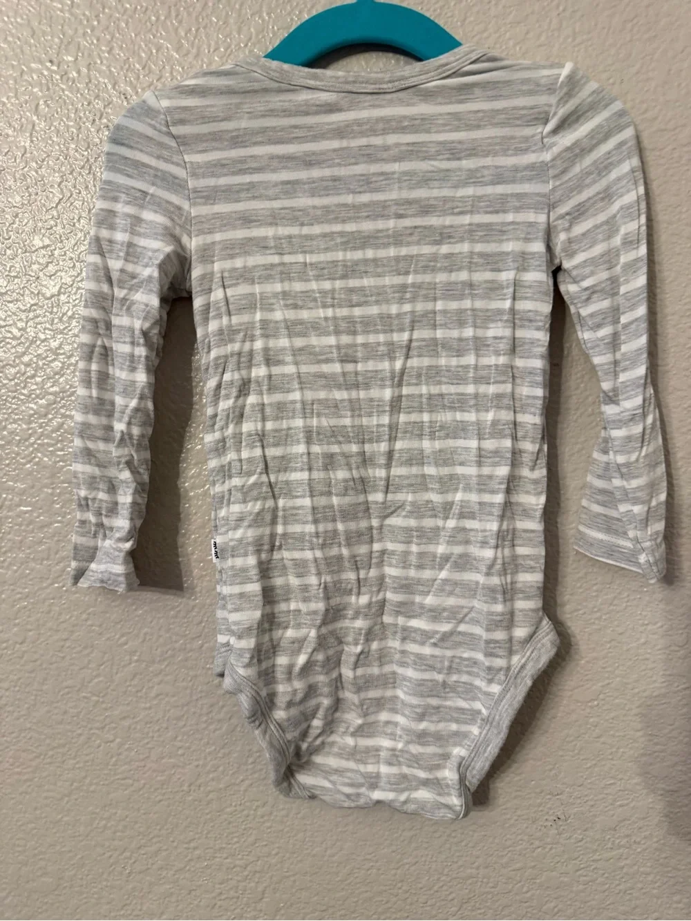Little Sleepies Gray & White Striped One-Piece with Yellow Bee Patch